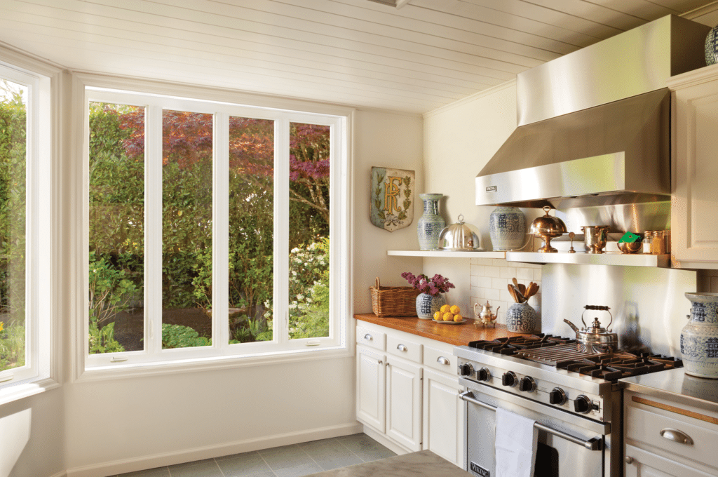 Residential windows in a Wilmington, NC kitchen.  This is a 4-lite casement window.
